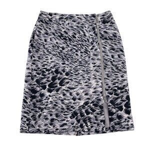 Talbots Womens Pencil Skirt Size 10 Black & White Animal Print 100% Cotton